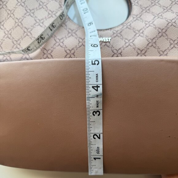 Nine West Monogram Print Beige & Brown Tote Bag Adjustable Shoulder Strap - Picture 16 of 16